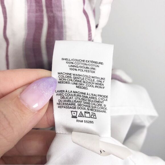 EXPRESS | Purple & White Striped Cut Out Midi Length Dress Women’s Size 18 - Picture 12 of 15